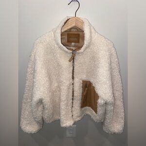 BLANKNYC Ivory Sherpa Jacket Full Zip Tan Pockets Lined Women’s Medium